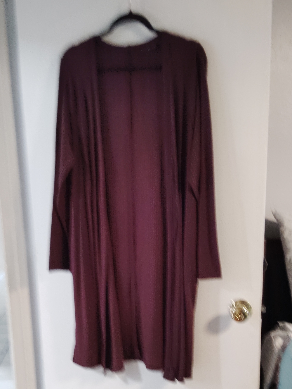 Lane Bryant Ribbed Open-Front Cardigan in Wine